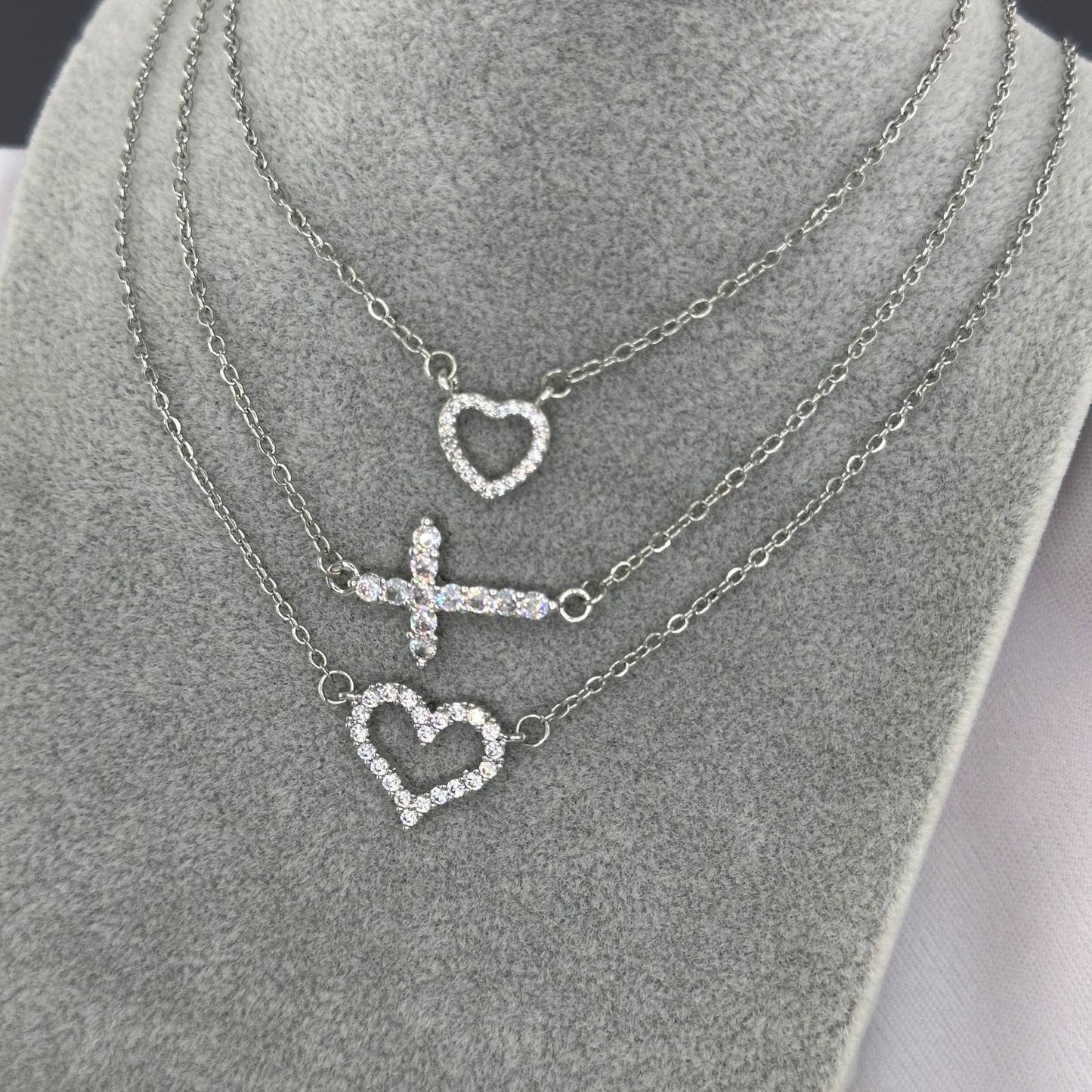 Romantic Double Hearts Necklace in Stainless Steel