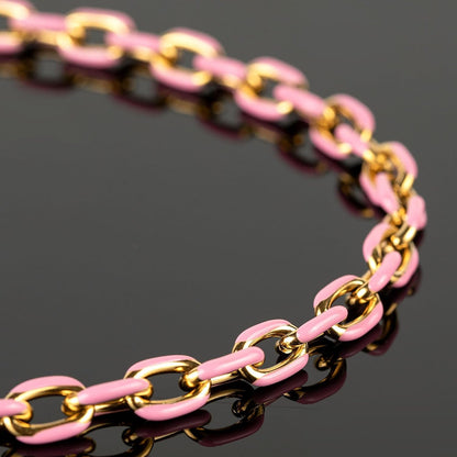 Cadena de esmalte rosa de dos tonos 