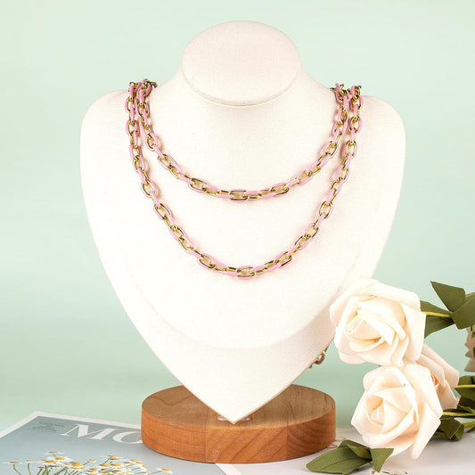 Pink Two-Tone Enamel Chain