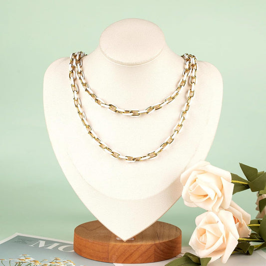 White Two-Tone Enamel Chain