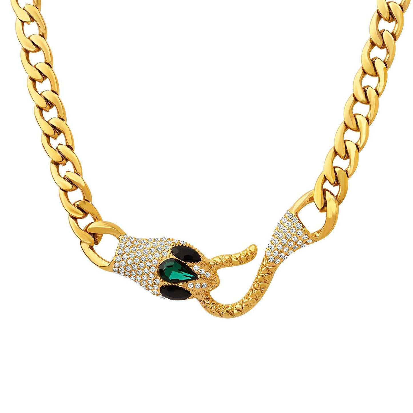 Luxe Snake Design Necklace in 18K Gold Plated Steel