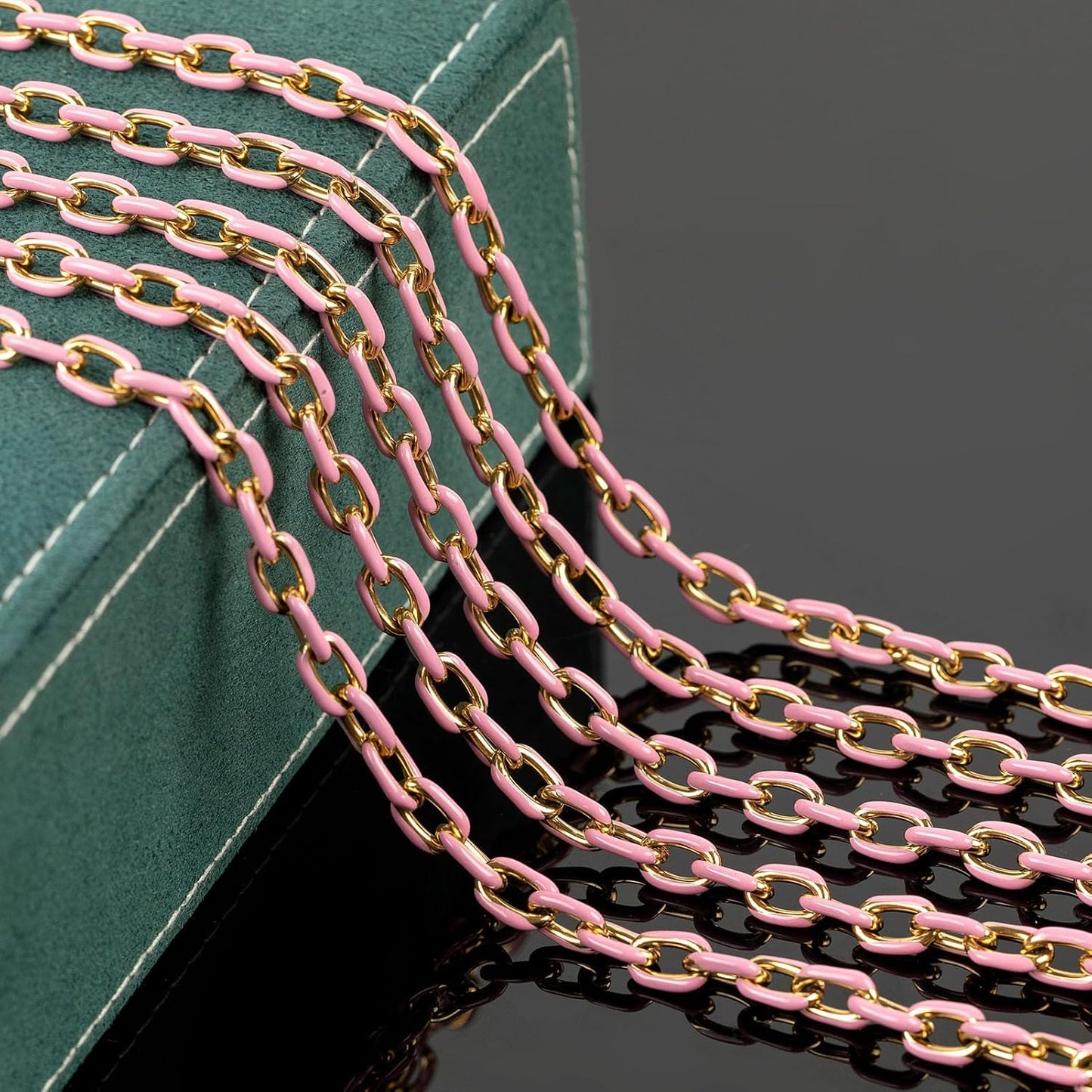 Pink Two-Tone Enamel Chain