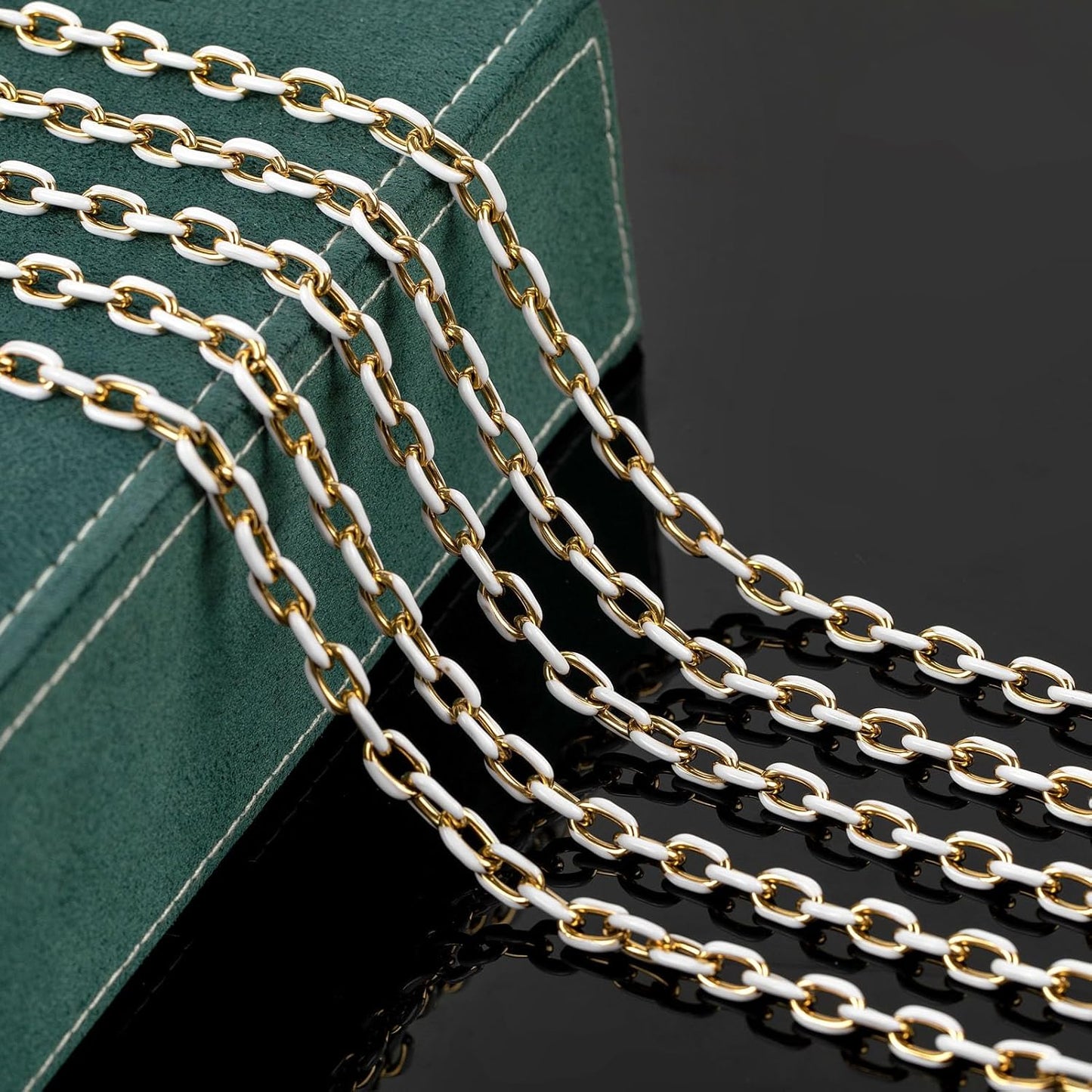 White Two-Tone Enamel Chain