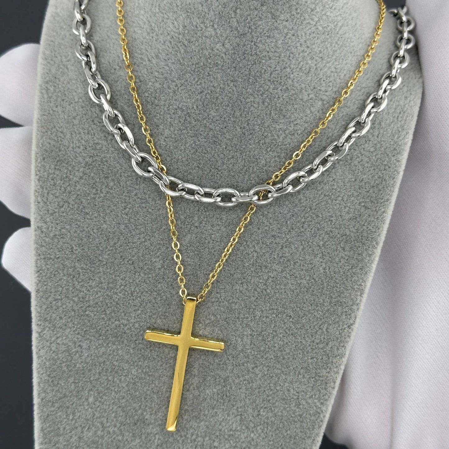 Faith Cross Pendant in 18K Gold Plated Steel