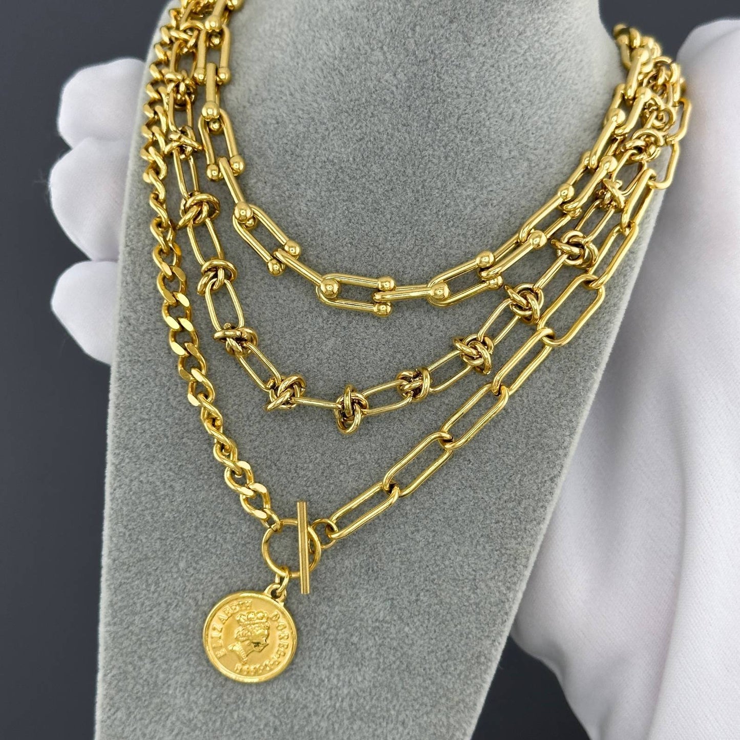 Contemporary Chain Necklace in 18K Gold Plated Steel