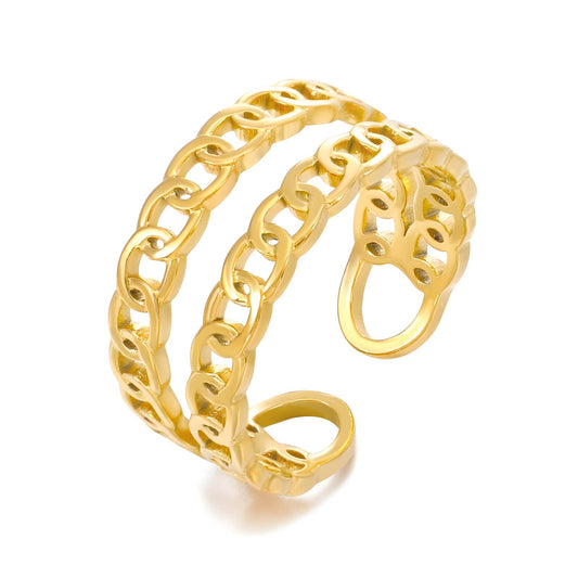 Modern Statement Band Ring in 18K Gold Plated Steel