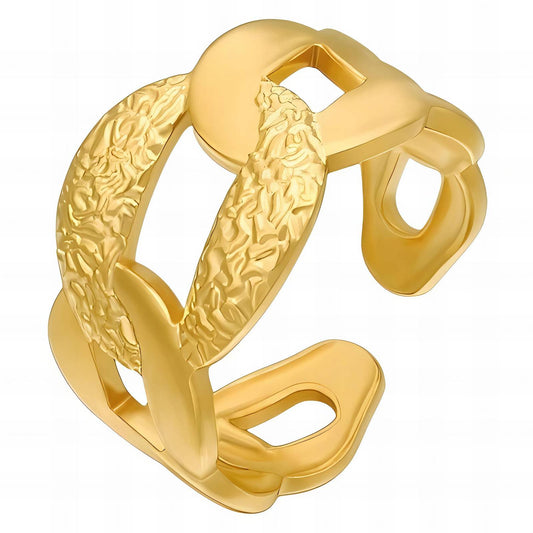 Contemporary Statement Band Ring in 18K Gold Plated Steel