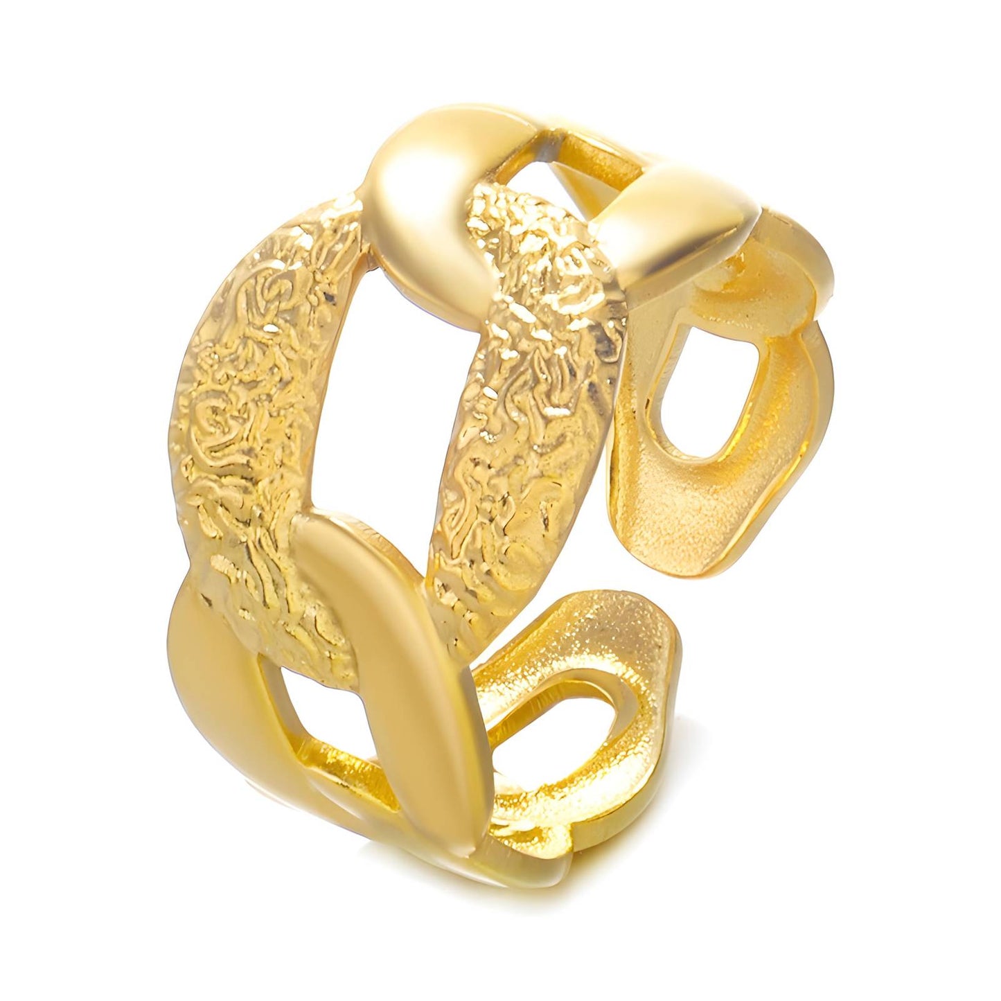 Contemporary Statement Band Ring in 18K Gold Plated Steel