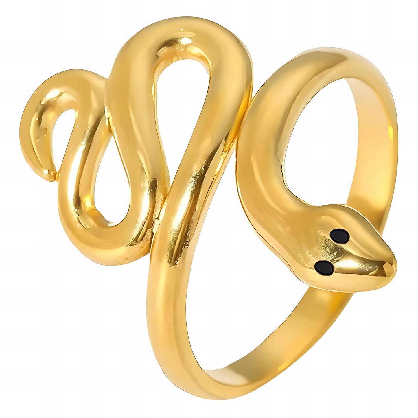 Elegant Serpent Ring in 18K Gold Plated Steel