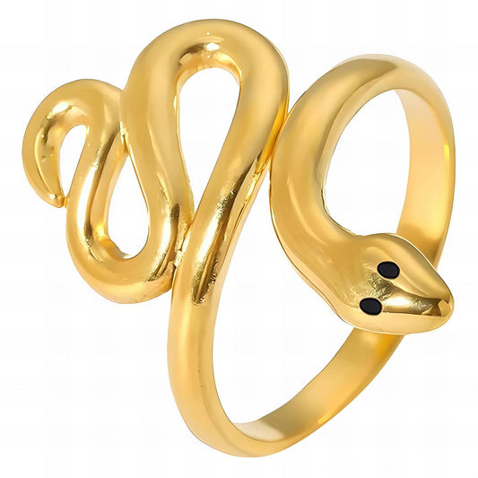 Elegant Serpent Ring in 18K Gold Plated Steel