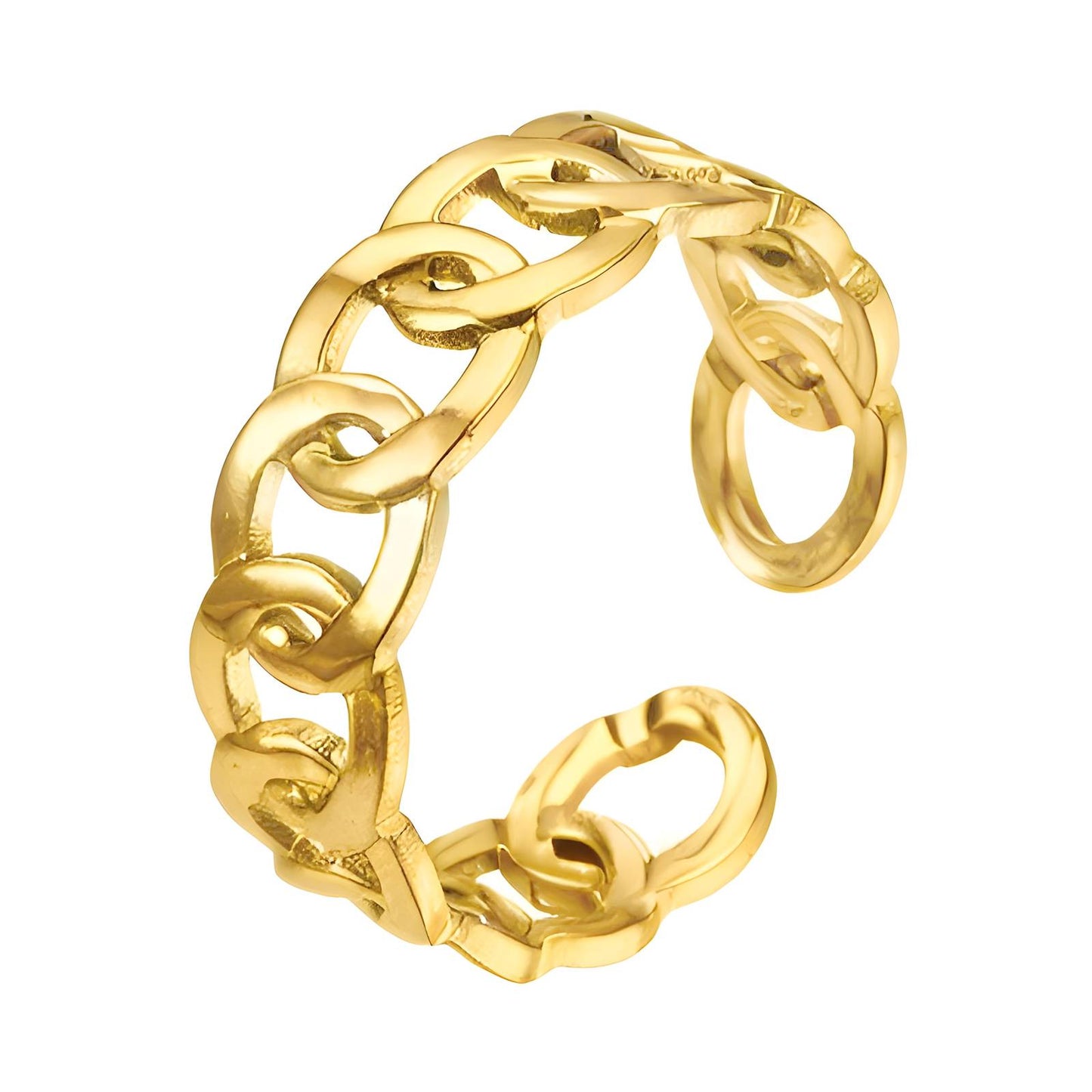 Elegant Statement Band Ring in 18K Gold Plated Steel