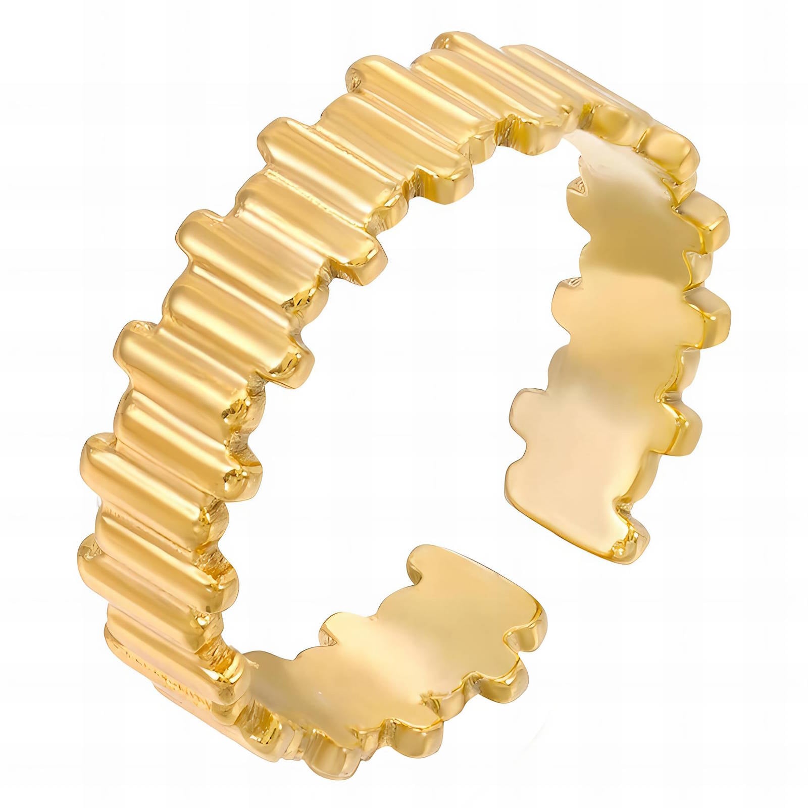 Anillo clásico de acero chapado en oro de 18 quilates