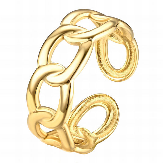 Elegant Statement Band Ring in 18K Gold Plated Steel