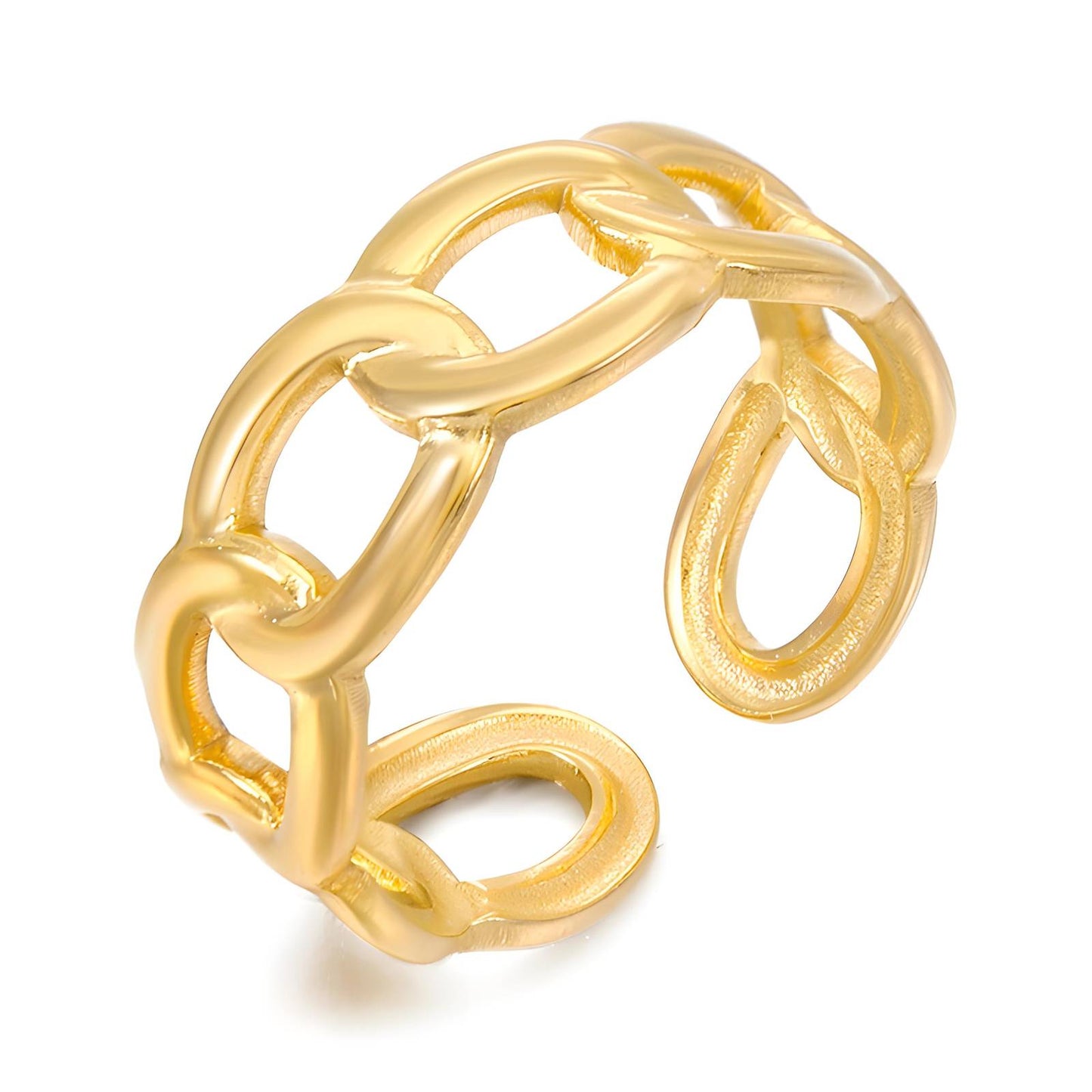 Elegant Statement Band Ring in 18K Gold Plated Steel