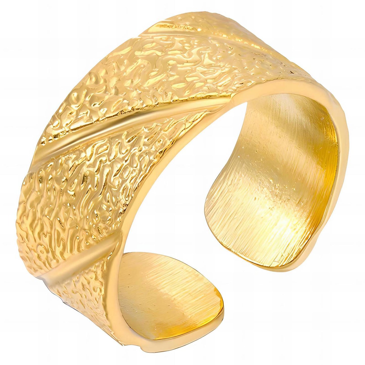 Trendy Statement Band Ring in 18K Gold Plated Steel