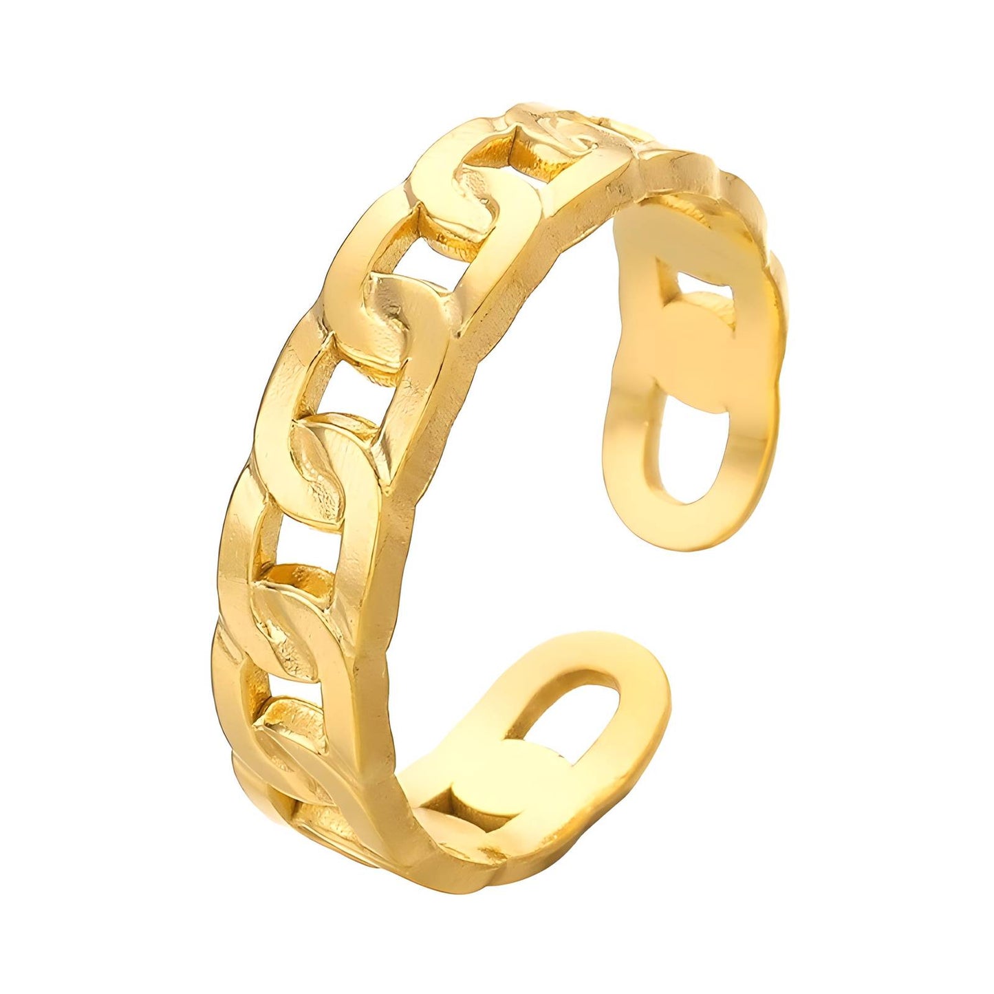 Contemporary Statement Band Ring in 18K Gold Plated Steel