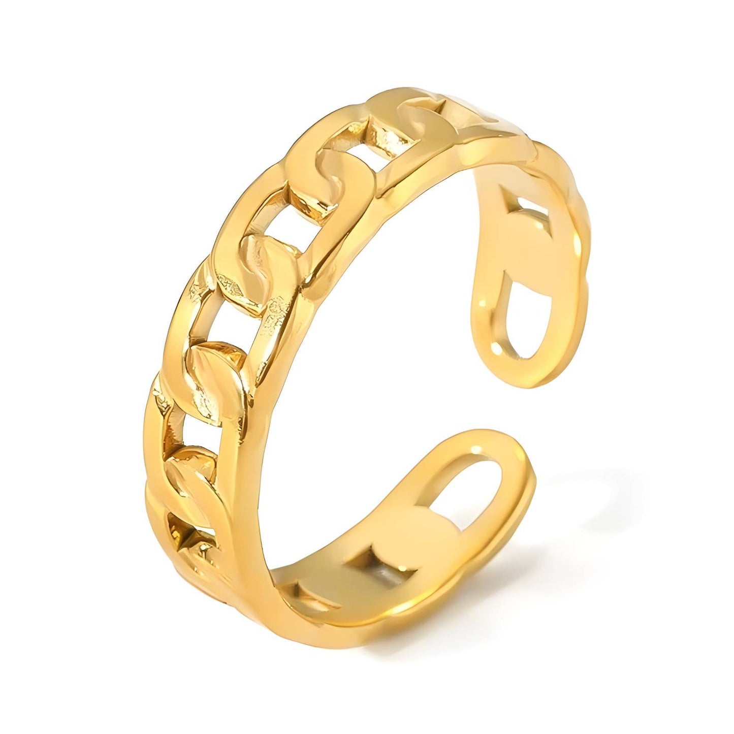 Contemporary Statement Band Ring in 18K Gold Plated Steel