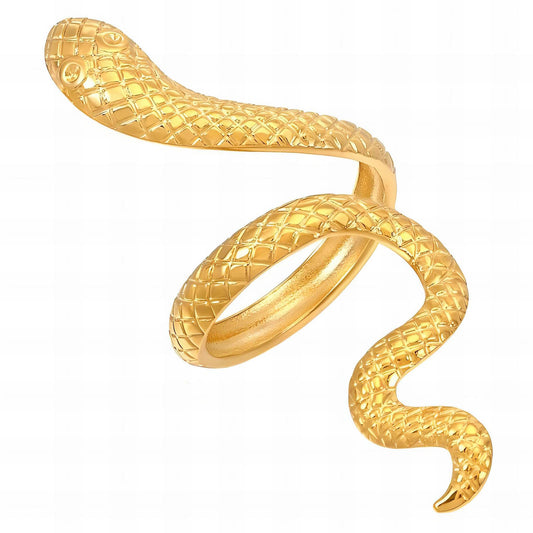 Elegant Serpent Ring in 18K Gold Plated Steel