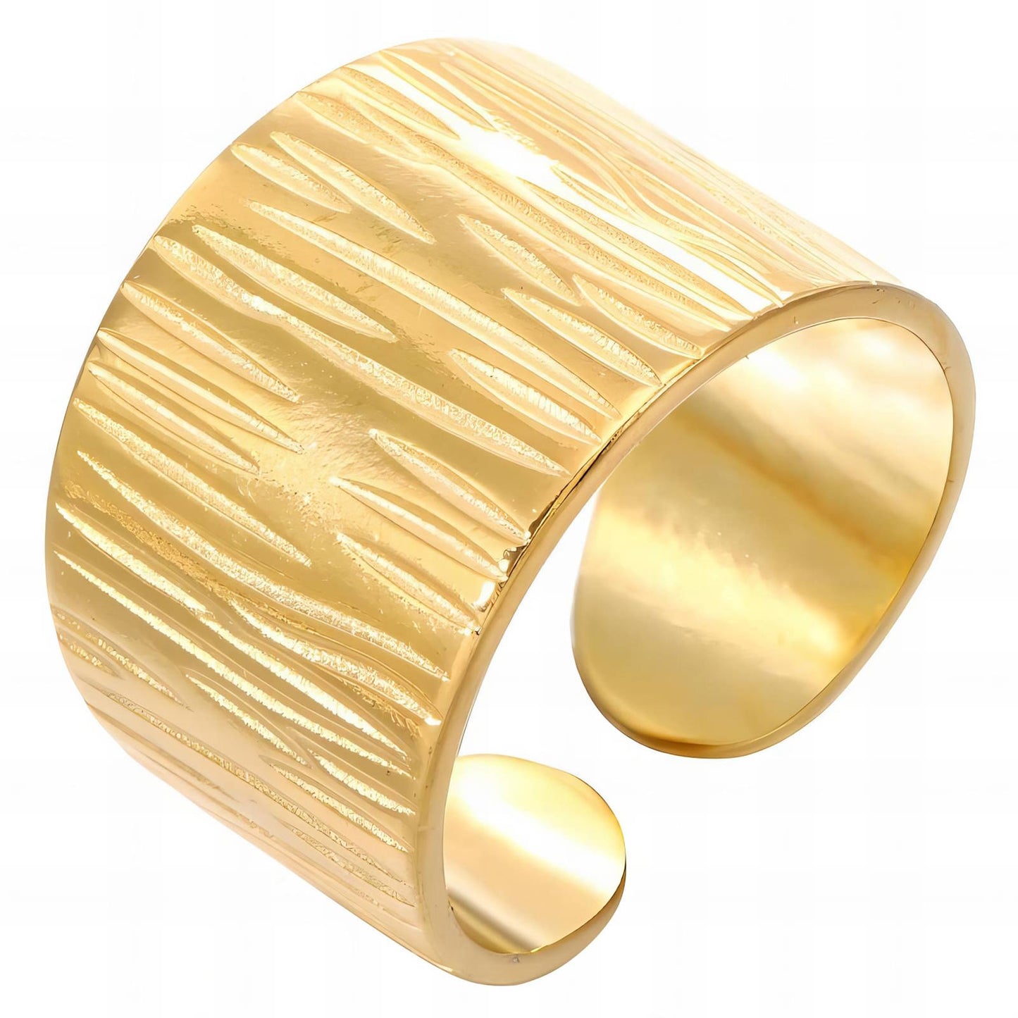 Modern Statement Band Ring in 18K Gold Plated Steel