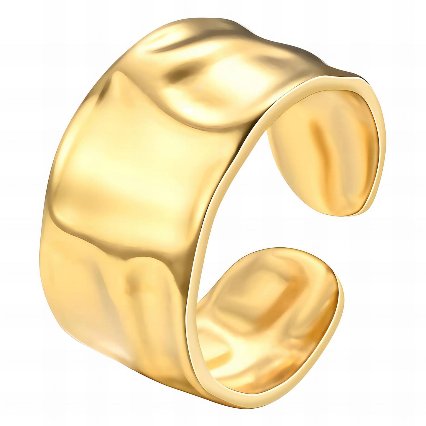 Elegant Statement Band Ring in 18K Gold Plated Steel