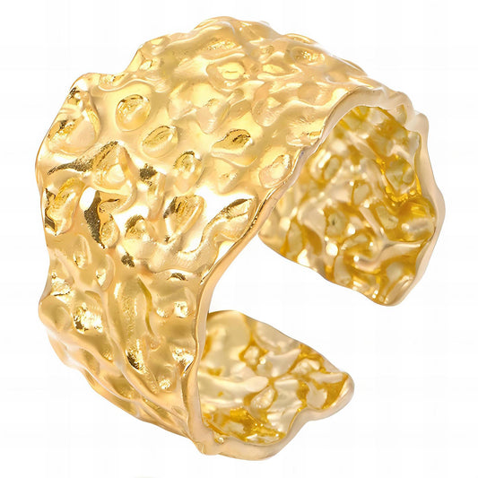 Luxe Statement Band Ring in 18K Gold Plated Steel