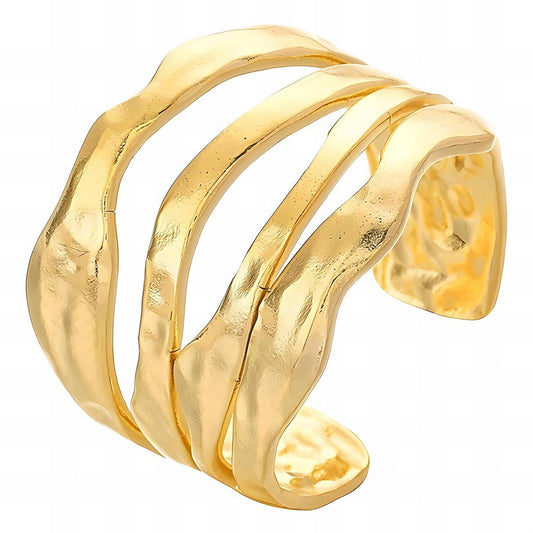 Elegant Statement Band Ring in 18K Gold Plated Steel