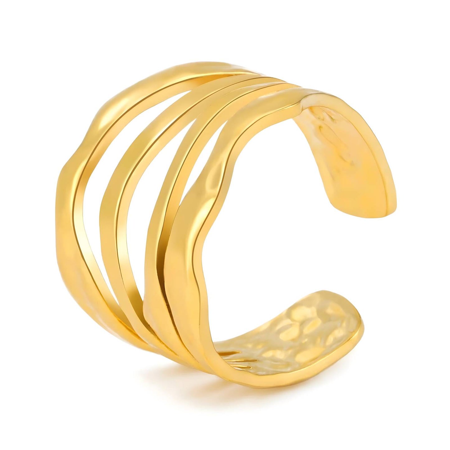 Elegant Statement Band Ring in 18K Gold Plated Steel