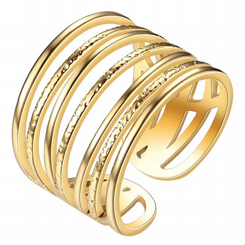 Anillo de escalera dorado – Jaula ancha de oro de 18 quilates