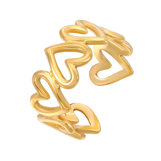 Classic Double Hearts Ring in 18K Gold Plated Steel