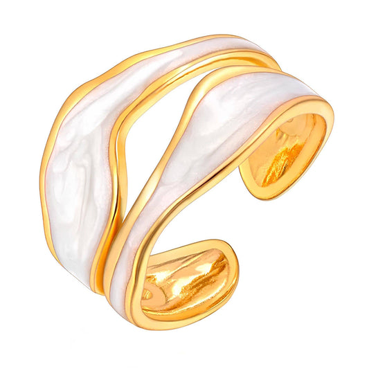 Modern Statement Band Ring in 18K Gold Plated Steel