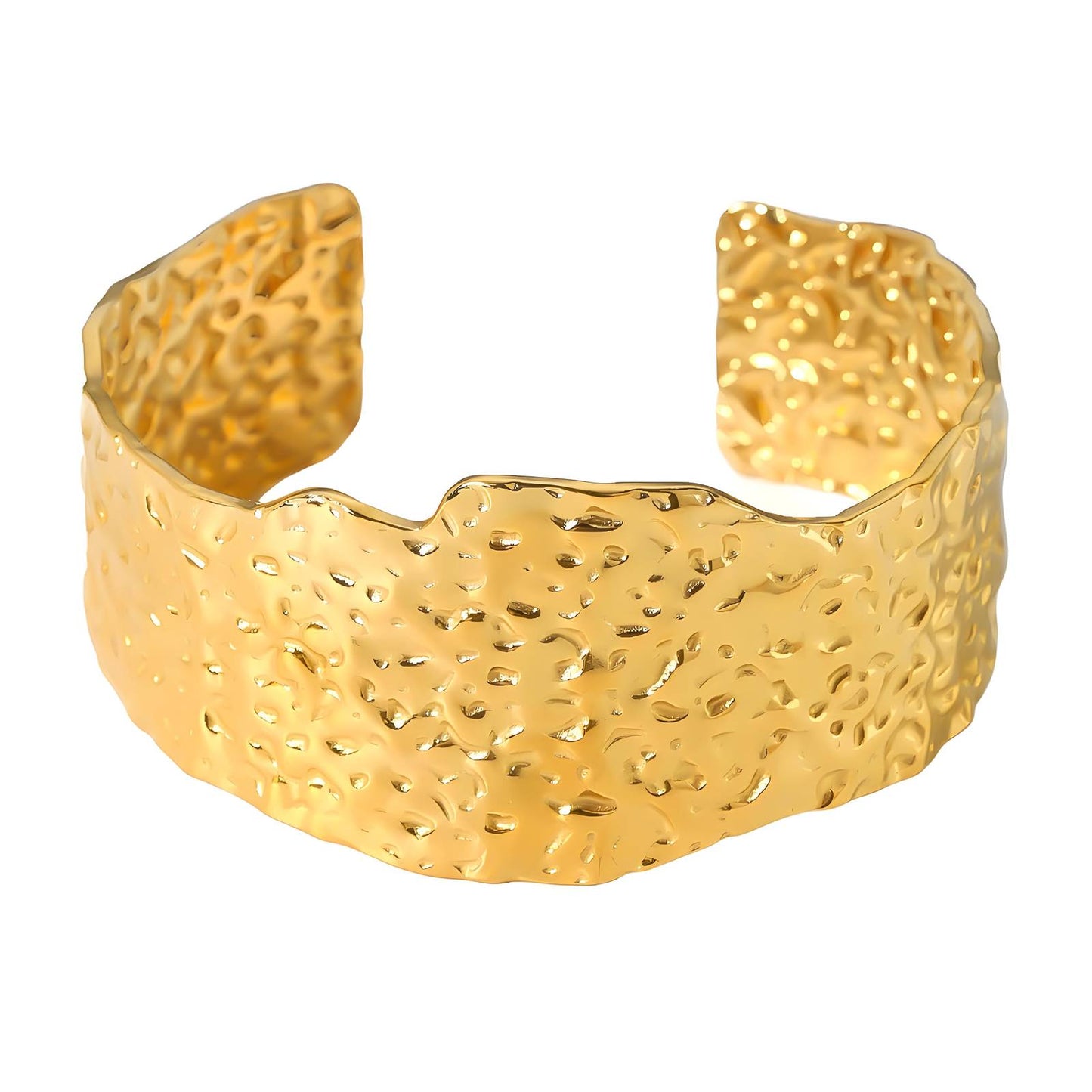 Pulsera de acero inoxidable bañada en oro de 18 quilates.