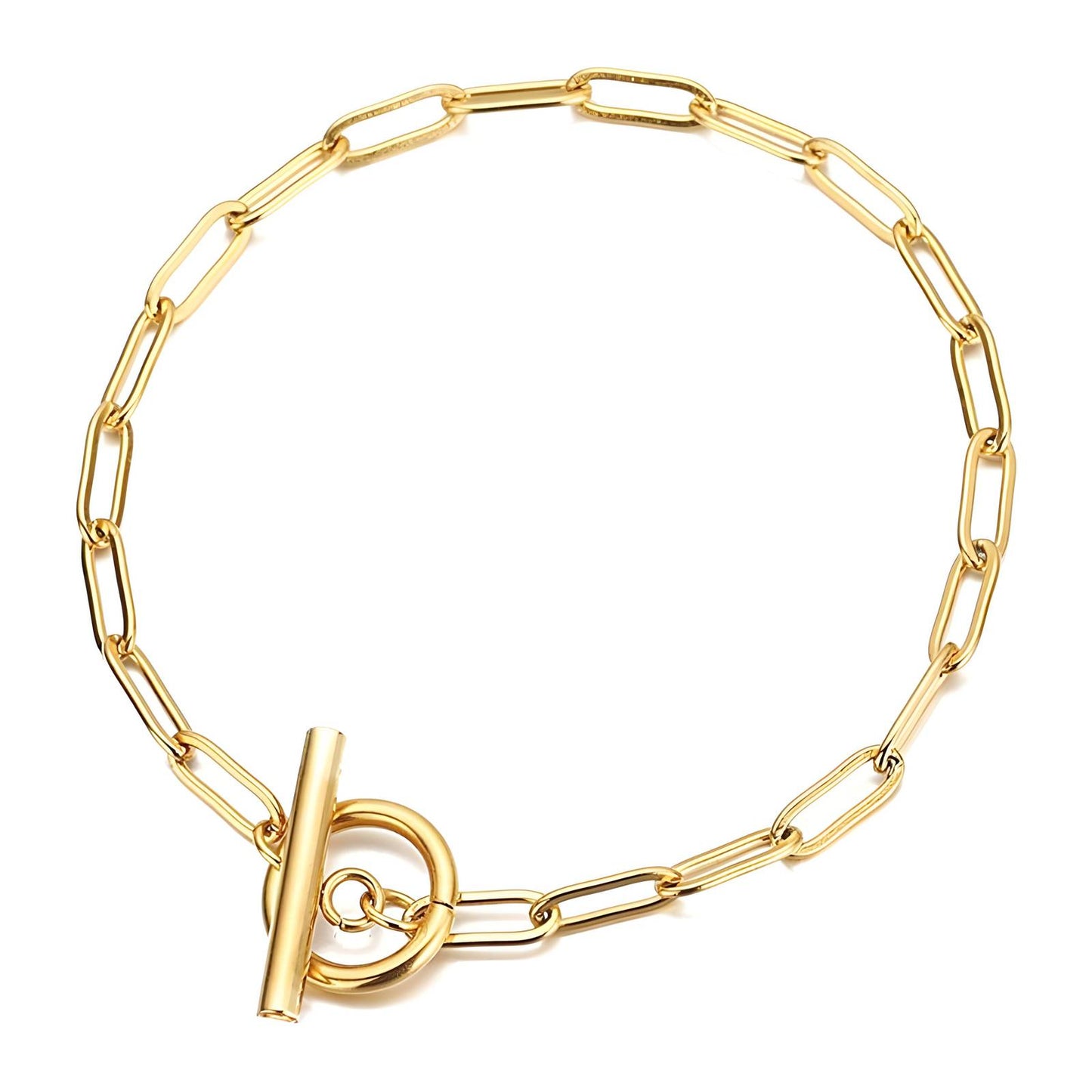 Contemporary Chain Bracelet in 18K Gold Plated Steel