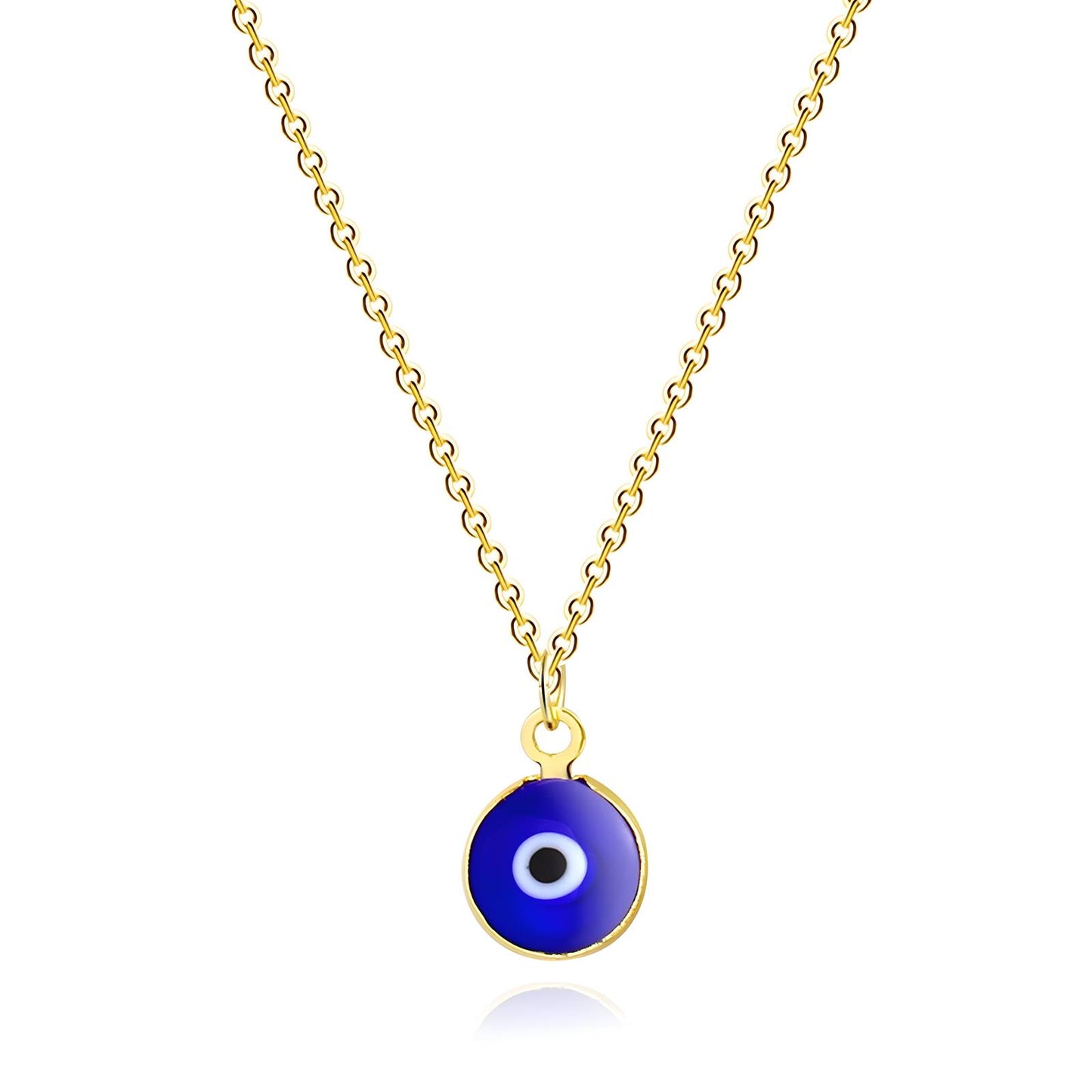 Protection Evil Eye Necklace in 18K Gold Plated Steel