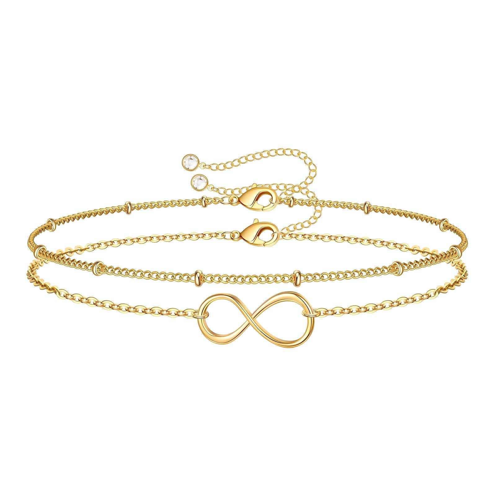 18K Gold Infinity Chain Bracelet – Layered & Sleek – Pretty Pickie Boutique