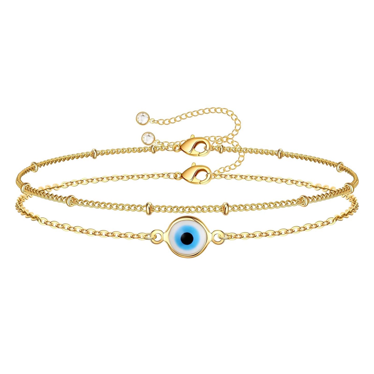 Mystic Evil Eye Protection Bracelet in 18K Gold Plated Steel