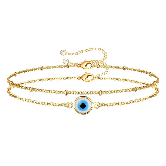 Mystic Evil Eye Protection Bracelet in 18K Gold Plated Steel