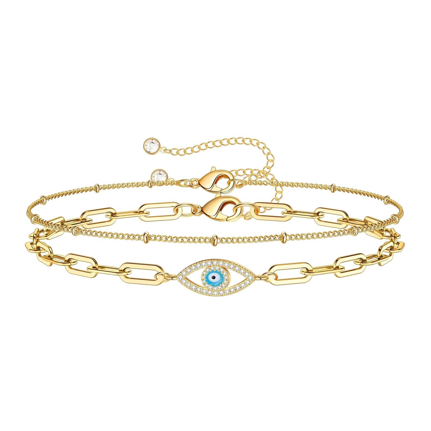 Mystic Evil Eye Protection Bracelet in 18K Gold Plated Steel