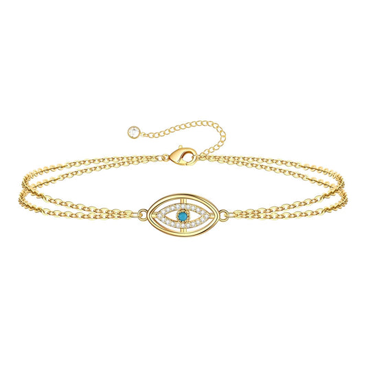 Protection Evil Eye Chain Bracelet in 18K Gold Plated Steel