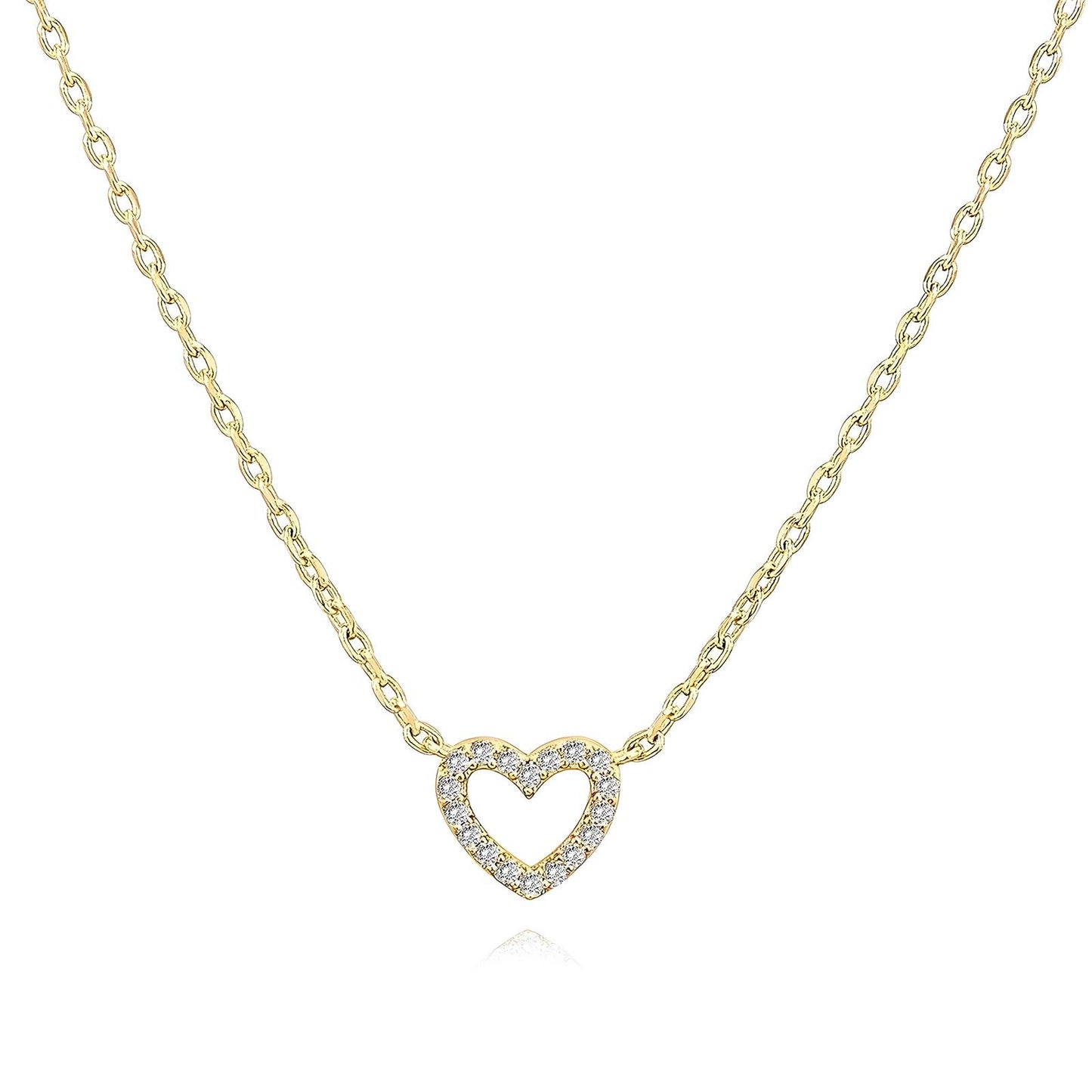 Romantic Double Hearts Necklace in 18K Gold Plated Steel