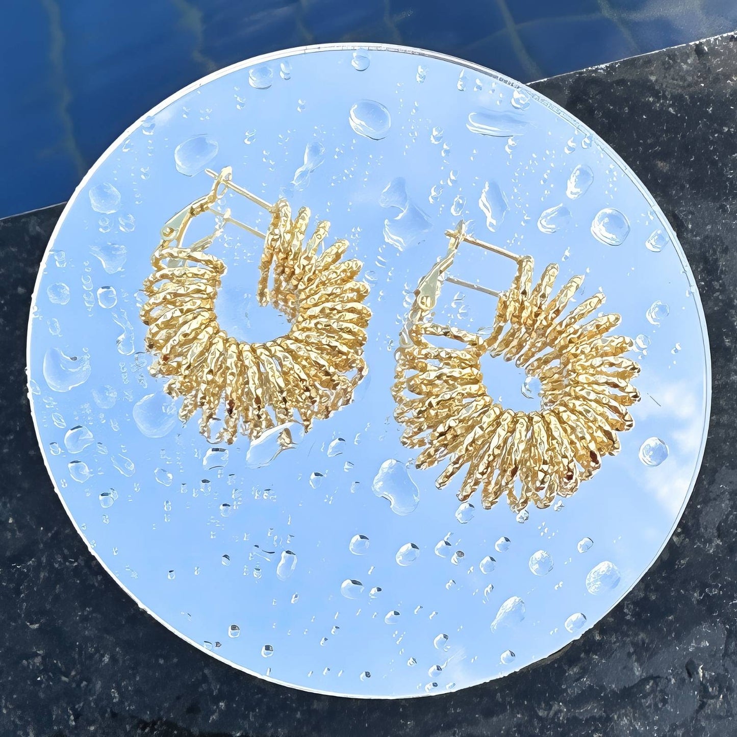 18K gold plated Stainless steel  Spiral earrings,