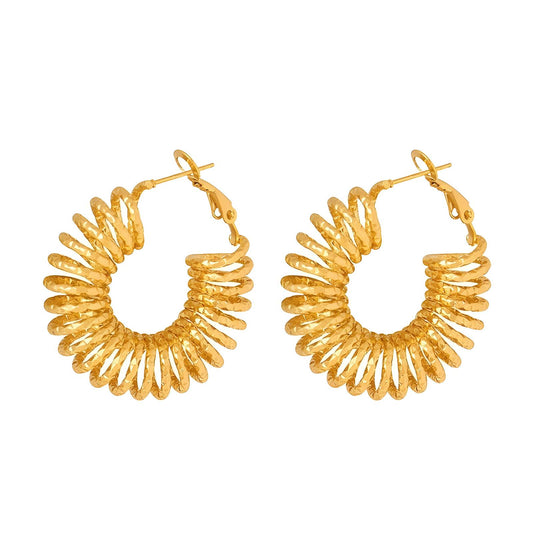 18K gold plated Stainless steel  Spiral earrings,