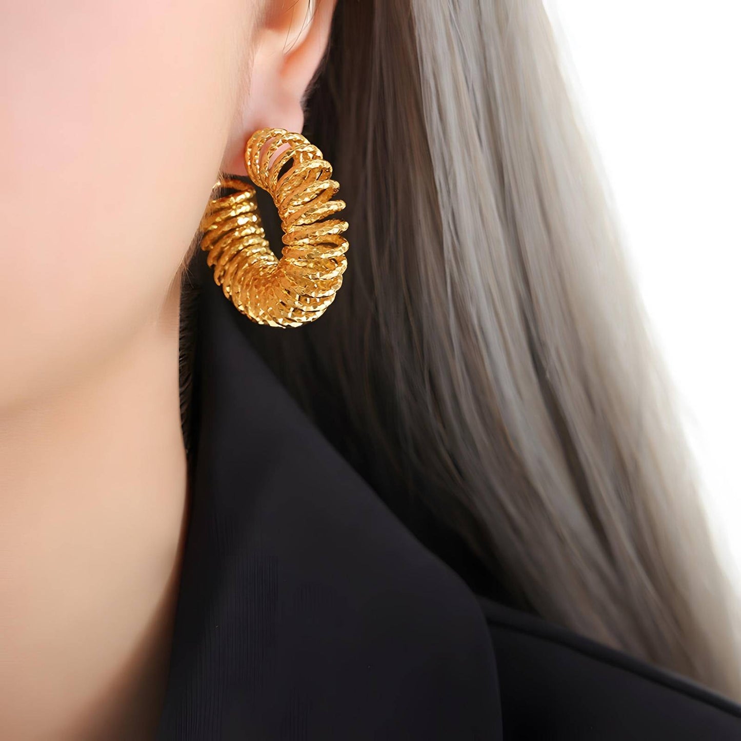 18K gold plated Stainless steel  Spiral earrings,