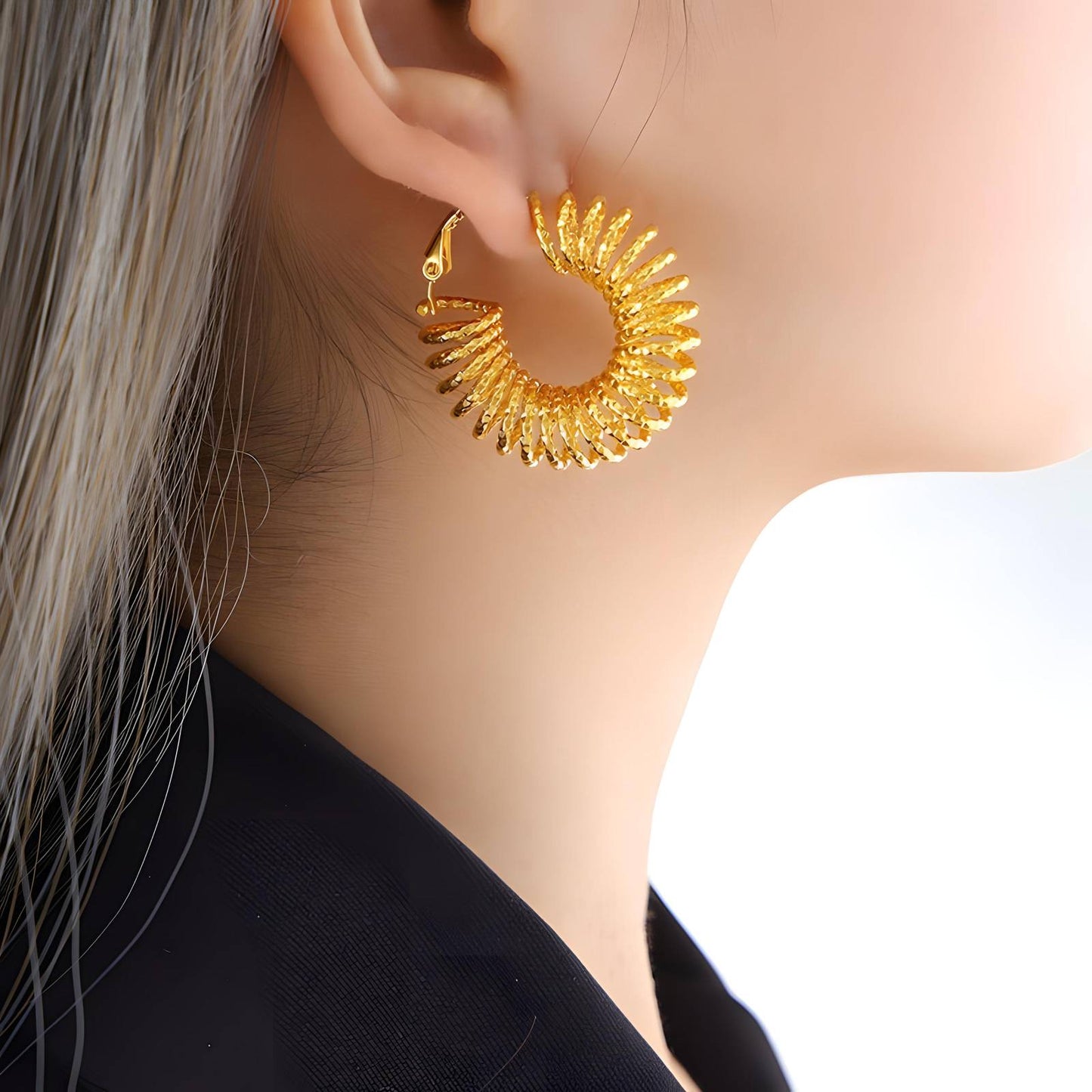 18K gold plated Stainless steel  Spiral earrings,