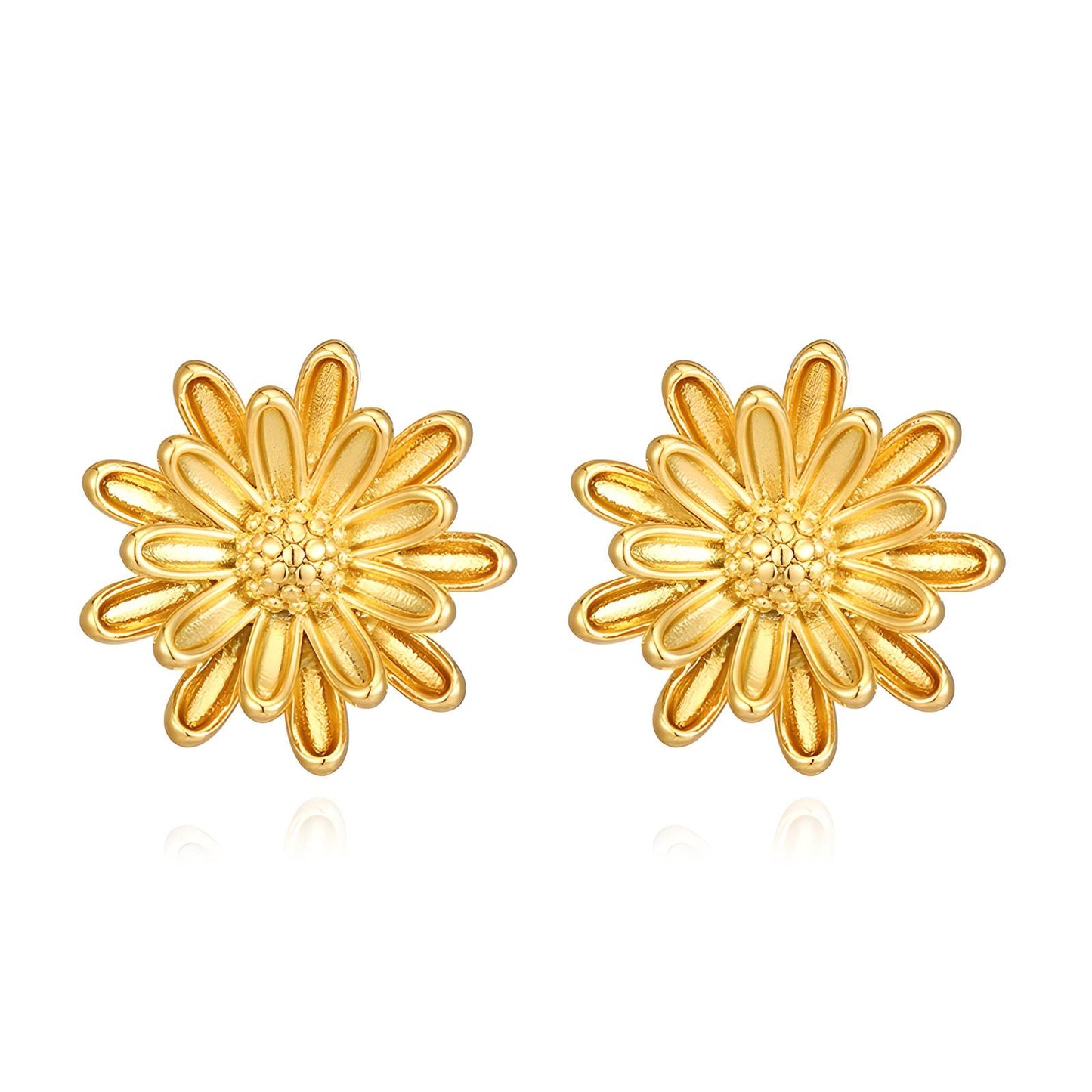 Pendientes Flores de acero inoxidable bañados en oro de 18K,