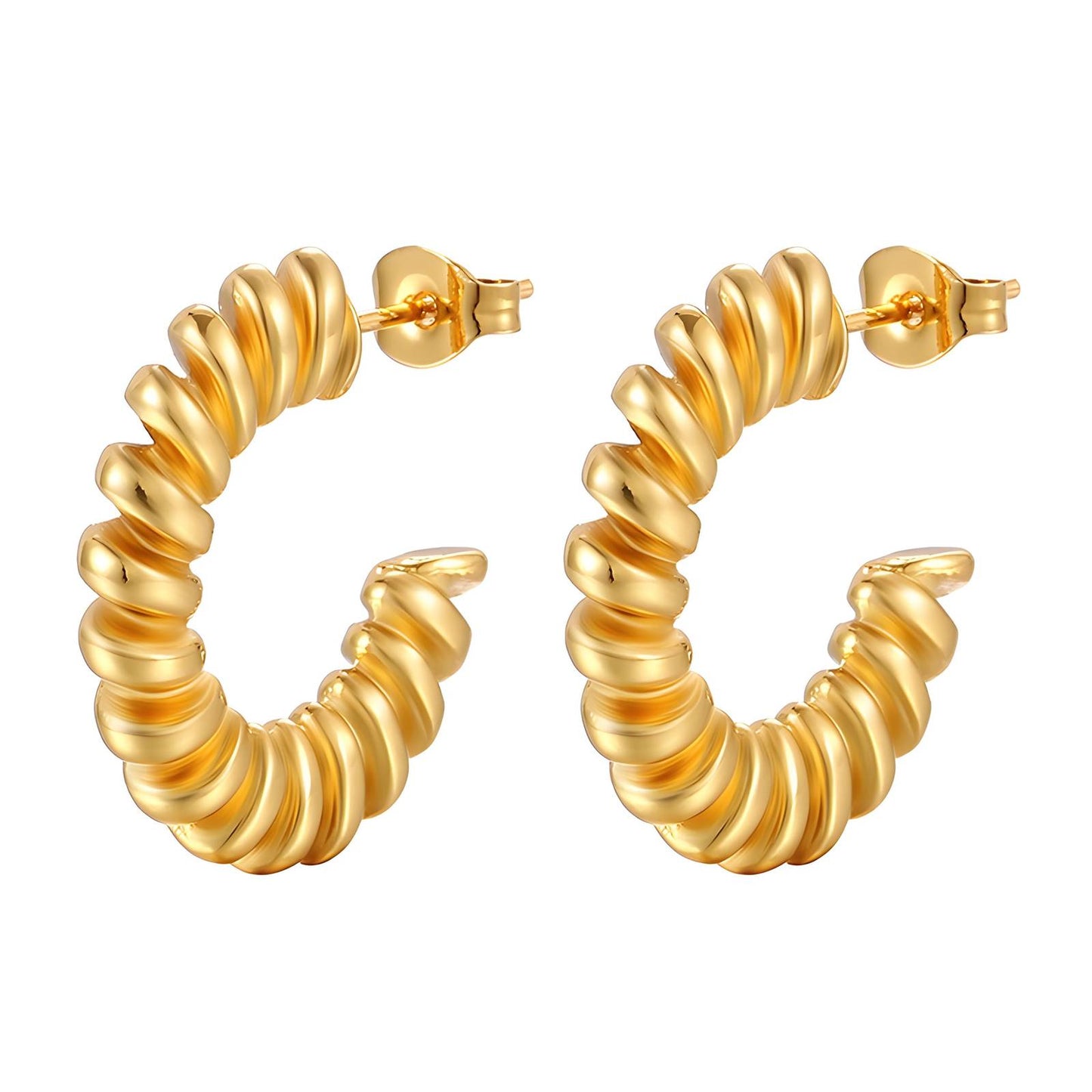 18K gold plated Stainless steel  Spiral earrings,