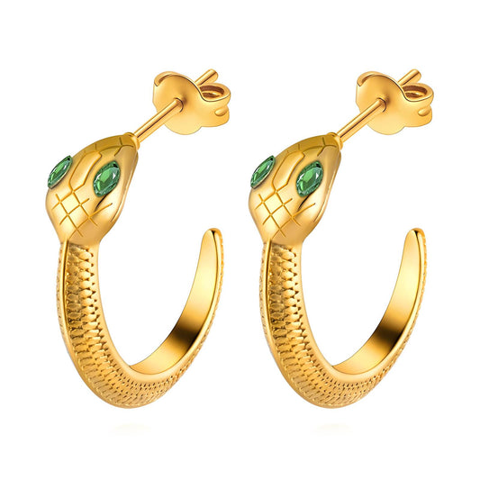 18K gold plated Stainless steel  Snakes earrings,