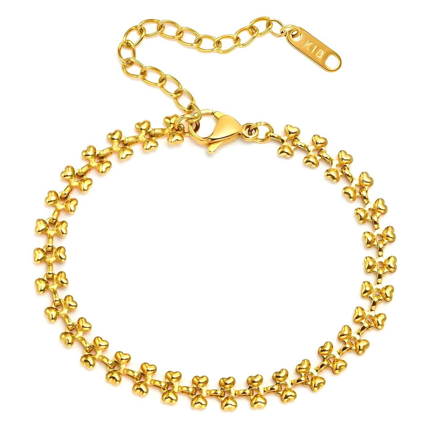 Love Hearts Chain Bracelet in 18K Gold Plated Steel