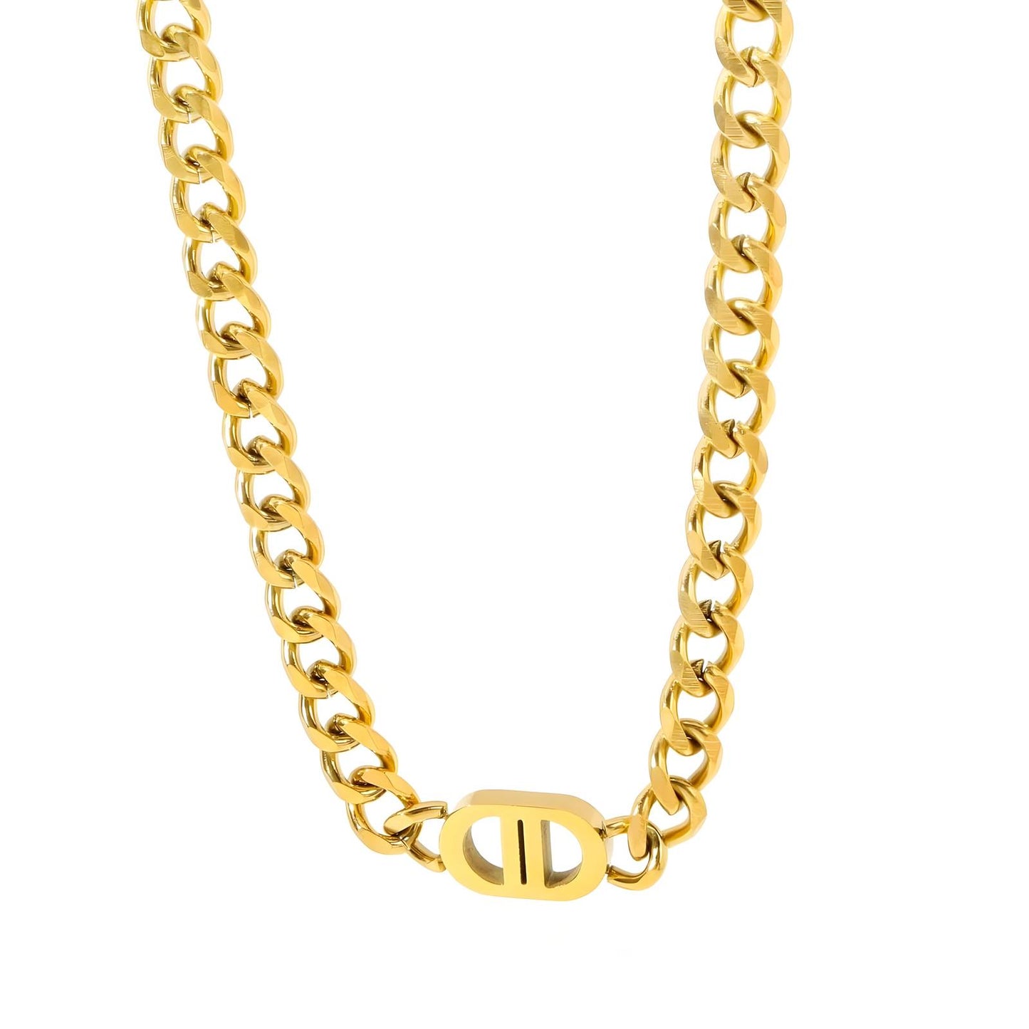 Contemporary Chain Necklace in 18K Gold Plated Steel