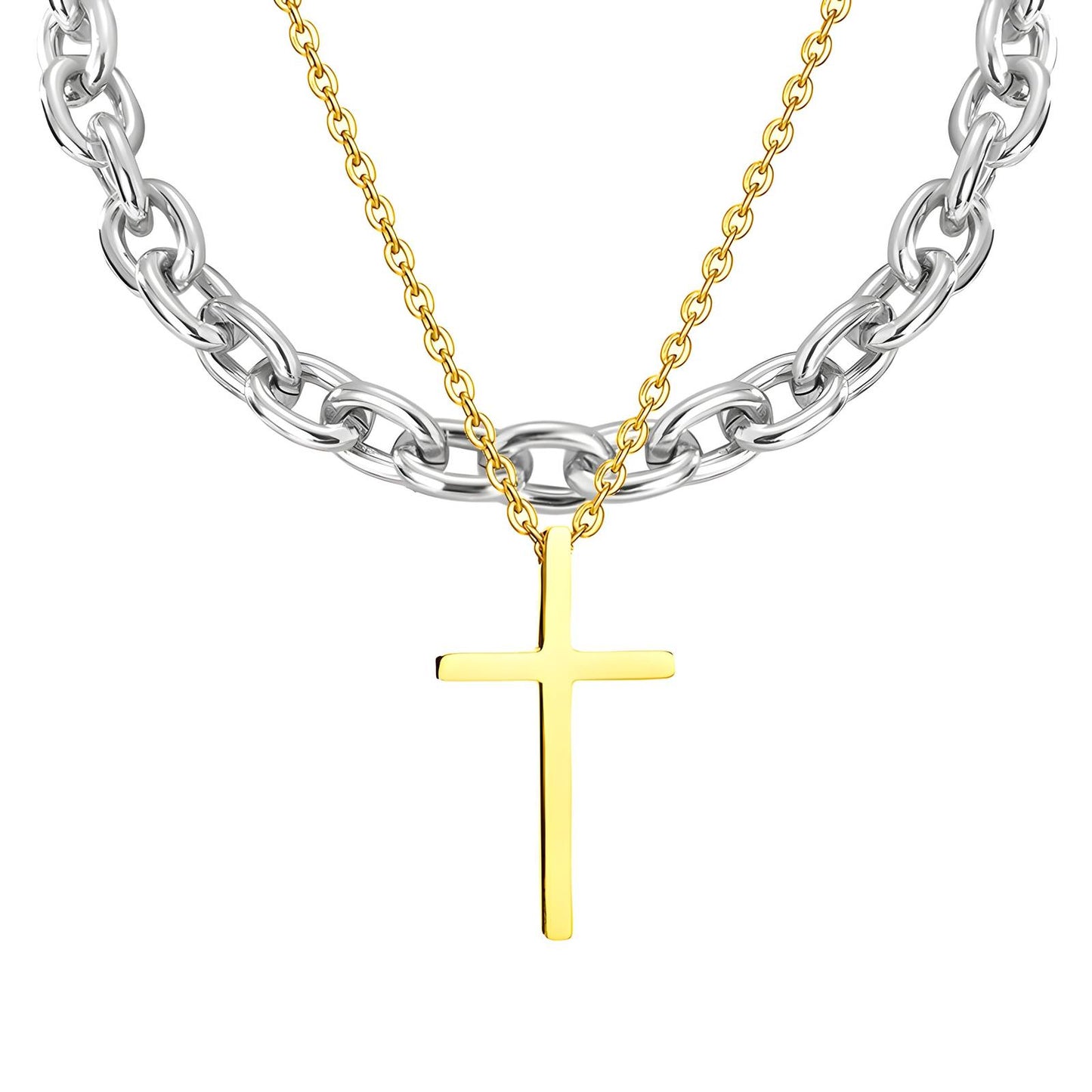 Faith Cross Pendant in 18K Gold Plated Steel