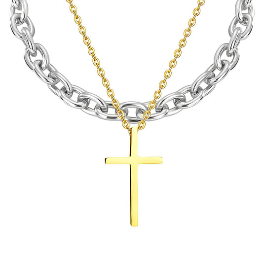 Faith Cross Pendant in 18K Gold Plated Steel